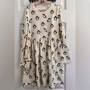 Hanna Andersson Cream Dress with Black Penguin Design